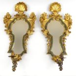 Pair of ornate gilt wood mirrored Girandoles, 65cm high : For Condition Reports Please visit www.