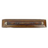 Inlaid wooden map ? roller for J. Natess April 1873, 30.5cm long : For Condition Reports Please