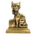 Brass winking 'Ye Cheshire Cat' door stop, 25cm high : For Condition Reports Please visit www.