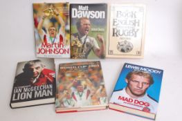 RUGBY; 6x Rugby books - Lewis Moody, Martin Johnson, Matt Dawson etc
