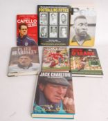 FOOTBALL; 7x books - Mark Ryan, Pele, Jack Charlton etc.