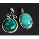 Two ladies silver 925 pendants with inse