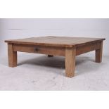 An Edwardian solid oak large square coff