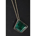 A silver 925 and malachite ladies pendan