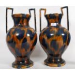 A pair of large drip glaze studio twin h