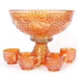 A 20th century carnival glass punch bowl