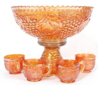 A 20th century carnival glass punch bowl