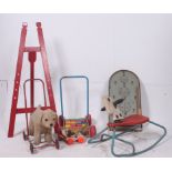 A retro painted childs easel along with