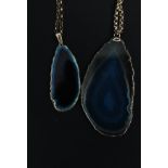 2  silver and blue and clear agate stone
