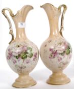 A pair of 19th century ivory blush vases