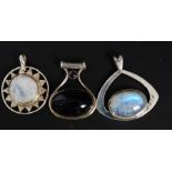 3 large contemporary silver pendants sta