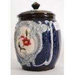 A 19th century Majolica biscuit barrel d