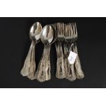 A collection of 21x white metal cutlery