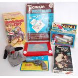 A collection of assorted toys and games