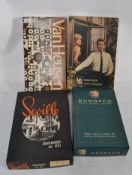 A collection of four vintage advertising cardboard boxes - Seville, Dunn etc