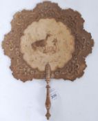 A Georgian / Victorian decorative ladies fan, constructed from layered paper, depicting deer etc,