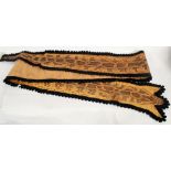 An early 11ft long 20th century linen mounted taxidermy snakeskin. The skin being 328cms long and