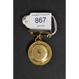 A open faced 18ct gold fob watch incorpo