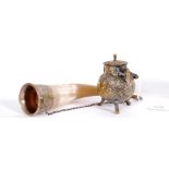 A decorative silver plated shot horn tog