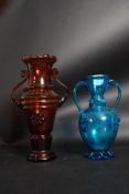 Two 19th century glass twin handled vase