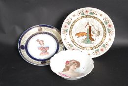 Three cabinet plates to include Fables Y