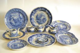 A collection of blue and white china by