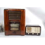 A 1950's walnut cased large valve radio