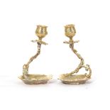 A pair of 19th century brass candlestick