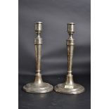 A large pair of silver hallmarked candle