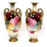 A rare pair of Royal Worcester oviform v