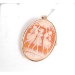 A 9ct gold ladies cameo necklace pendant