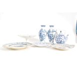 A  collection of blue and white china to