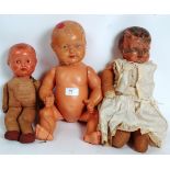 DOLLS; A collection of 3x vintage dolls