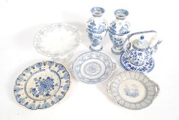 A  collection of blue and white china to