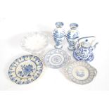 A  collection of blue and white china to