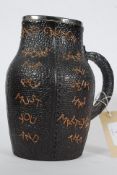 A Victorian Doulton & Slater`s Patent Stoneware Jug modelled as a leather bombard with stitched