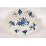 A Worcester blue and white leaf dish,bei