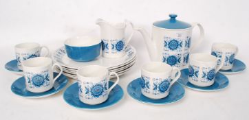 A retro Johnsons brothers coffee service consisting of coffee pot, six cups, six saucers,