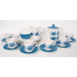 A retro Johnsons brothers coffee service consisting of coffee pot, six cups, six saucers,