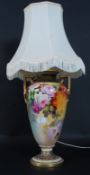 A large 20th century Japanese Ivory Blush ceramic table lamp by Noritake complete with the shade.