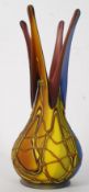A stunning contemporary 20th century large Art Glass vase with decorative top having bulbous body