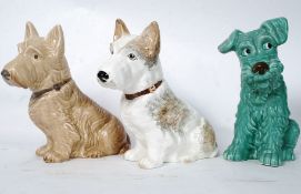 A collection of 3 large ceramic dogs by Sylvac Scottie Dogs ( MAC ) to include model No's 1209 x 2