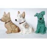 A collection of 3 large ceramic dogs by Sylvac Scottie Dogs ( MAC ) to include model No's 1209 x 2