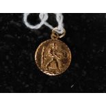 A 9ct gold small St Christopher  necklace pendant, weight 1.