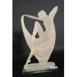 Anino; in the style of Lalique frosted resin glass style statue, signed to the base. 33.
