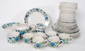 A large part Midwinter Marquis Of Queensbury designed dinner service, comprising of cups,