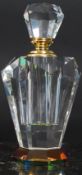 An Art Deco style cut glass perfume scent bottle, with stopper. 13.