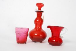 A 19th century red / cranberry glass dec