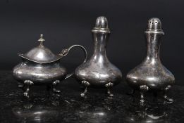A set of antique silver plated condiment