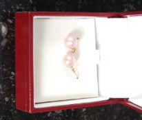 A 9ct gold ladies pair of round pearl dr